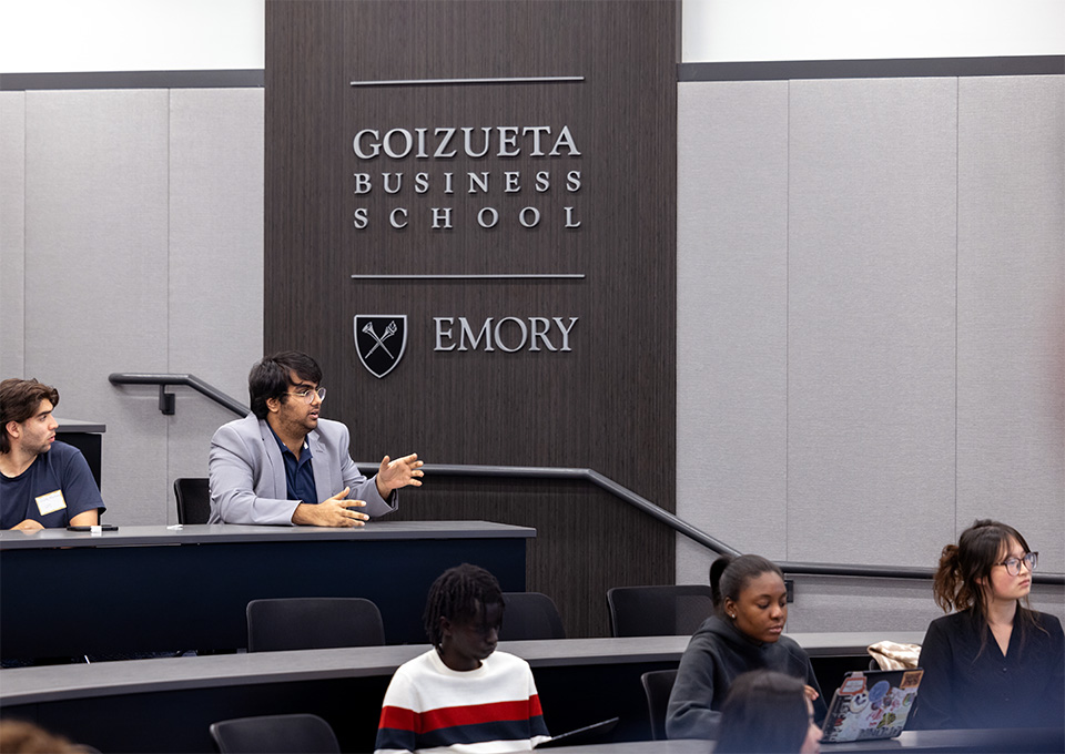 students in class at Goizueta Business school