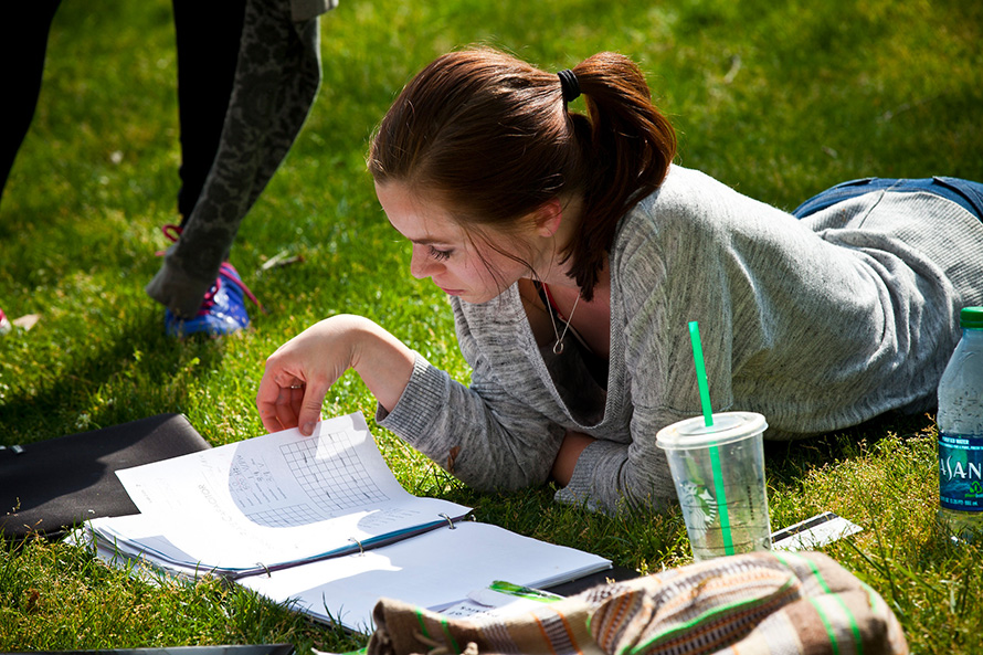 student reading a book