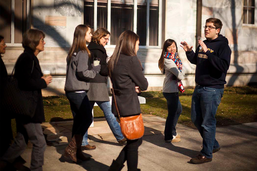 student leading a tour