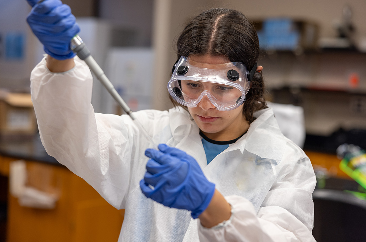 student working in the lab