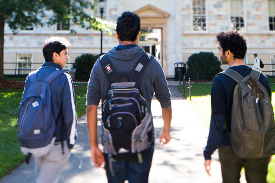 students walking on campus