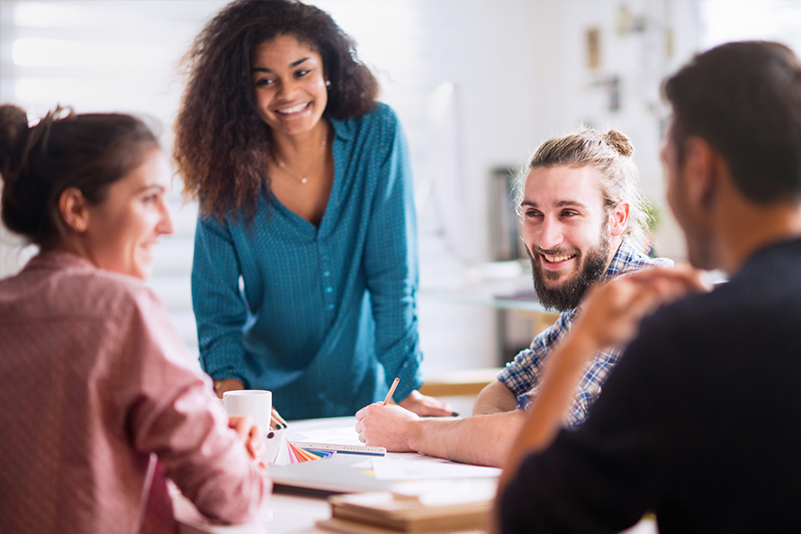 workers in a business meeting