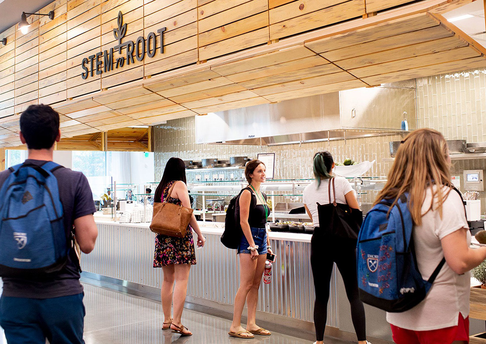 Students in the dining hall