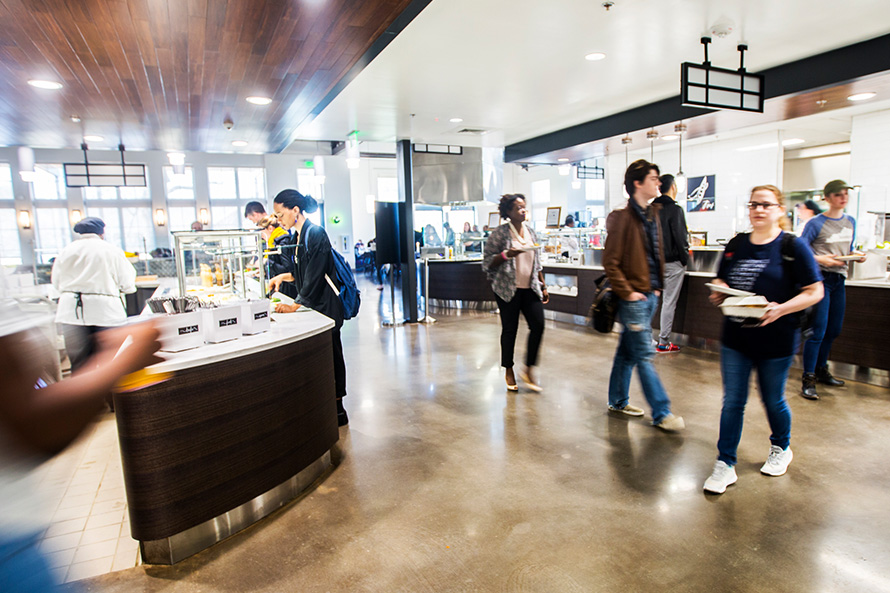 Oxford students sample the cafeteria at the dining hall