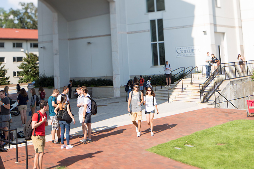 Students outside Goizueta buildings