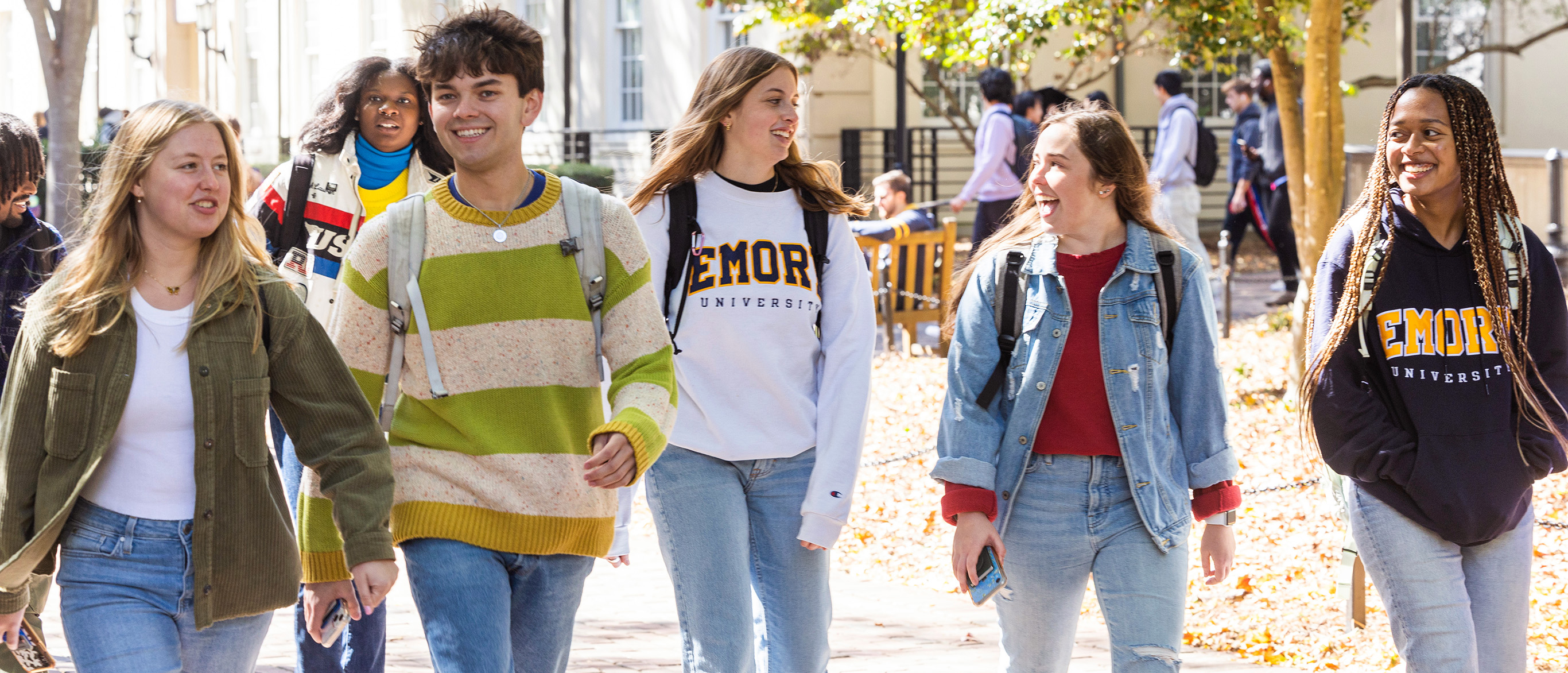 Emory students walk through campus