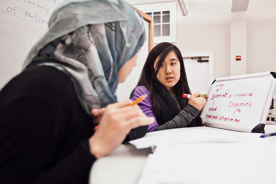 An international student receives tutoring